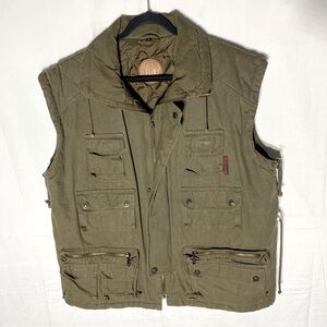Vintage Stormtech Army Green Utility Vest With Quilted Lining L